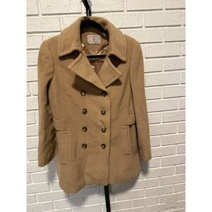 Vintage Sz 10 Peck‎ & Peck Fifth Avenue Tan/Camel Wool Coat Belt Mad Men Era NYC